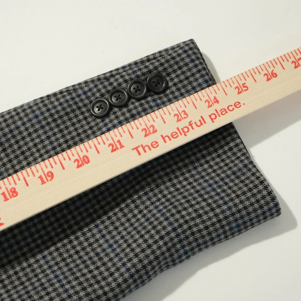 Jos A Bank 40S Sport Coat Wool Gray Blue Houndstooth Two Button Double Vented